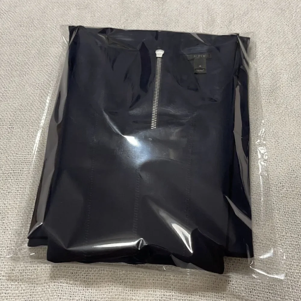 J. Crew Navy Scuba Reverse Pleats Fit & Flare Dress Sz 4